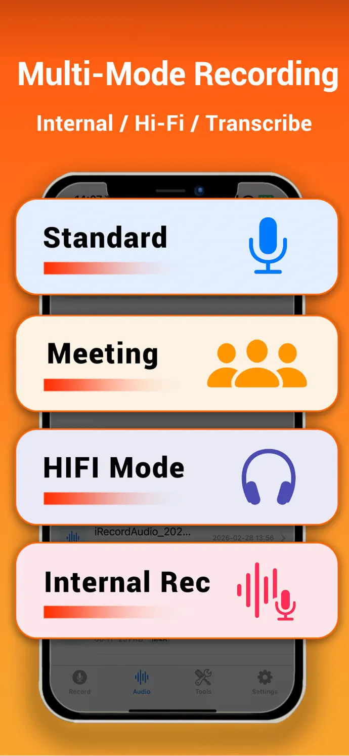 iRecordAudio voice recording interface