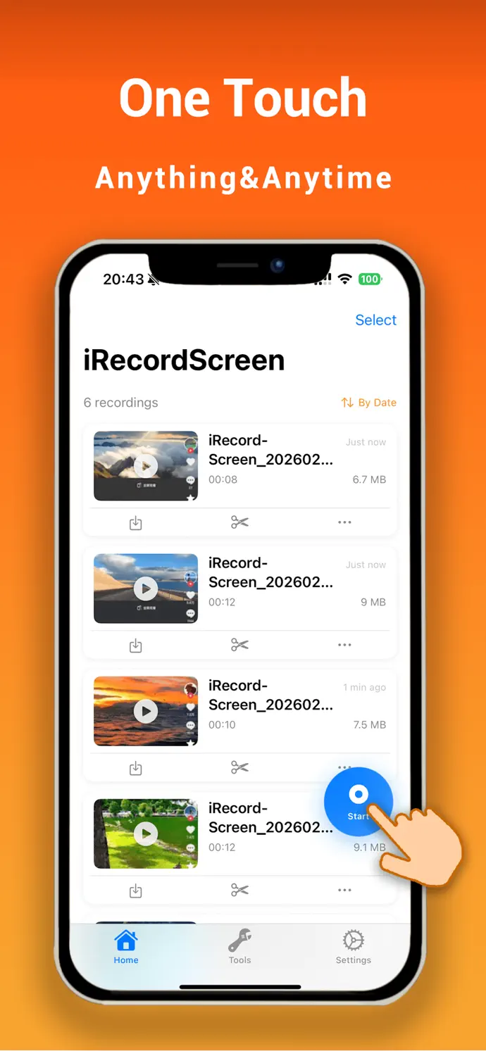 iRecordScreen one-touch recording library