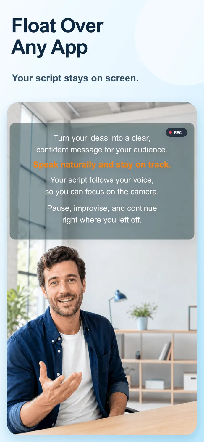 ScrollVox teleprompter recording interface